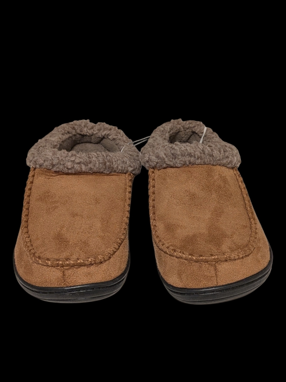 isotoner Men’s Brown Suede-Look Slip-On Memory Foam Slippers - Picture 4 of 6